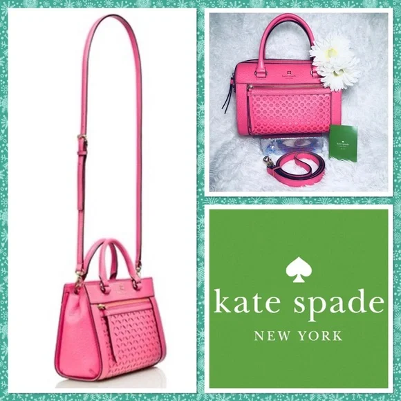 NWOT! Kate Spade | Delaney Perri Lane Bubbles Peony Pink Leather Satchel - Picture 3 of 16